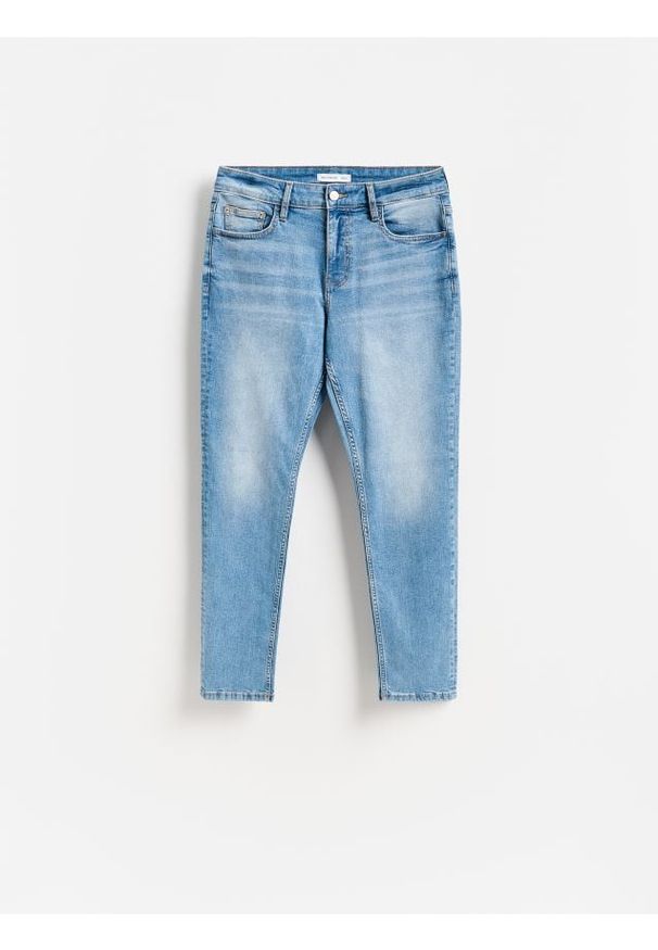 Reserved - Jeansy slim fit z efektem sprania - niebieski. Kolor: niebieski