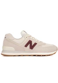 Buty unisex New Balance U574NOW – beżowe. Okazja: na co dzień. Kolor: beżowy. Materiał: guma, zamsz, skóra, materiał, syntetyk. Szerokość cholewki: normalna. Model: New Balance 574