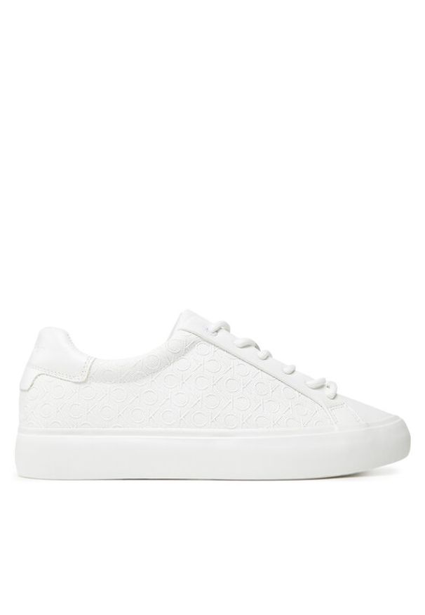 Calvin Klein Sneakersy Vulc Lace Up Mono Pu HW0HW02573 Biały. Kolor: biały. Materiał: skóra