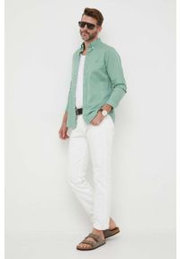 Polo Ralph Lauren koszula bawełniana męska kolor zielony slim z kołnierzykiem button-down. Okazja: na co dzień. Typ kołnierza: button down, polo. Kolor: zielony. Materiał: bawełna. Wzór: aplikacja. Styl: casual #2