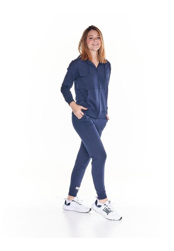 LEONE 1947 APPAREL - Podstawowy damski dres „Welcome Back” z kapturem i zamkiem błyskawicznym.. Kolor: niebieski. Materiał: dresówka. Sport: fitness