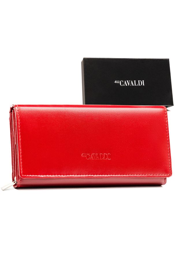 4U CAVALDI - Portfel czerwony Cavaldi RD-12-GCL-7314 RED. Kolor: czerwony. Materiał: skóra
