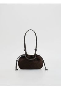 Reserved - Pleciona torebka z imitacji zamszu - ciemnobrązowy. Kolor: brązowy. Materiał: zamszowe #1