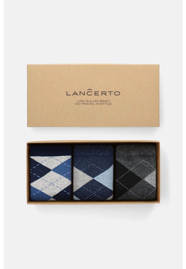 Lancerto - Zestaw 3 Par Skarpet. Materiał: elastan, bawełna, dzianina, poliamid. Wzór: kolorowy