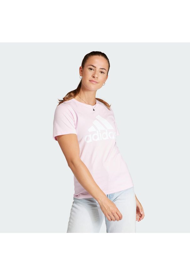 Adidas - LOUNGEWEAR Essentials Logo Tee. Kolor: biały, różowy, wielokolorowy