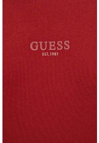 Guess t-shirt bawełniany kolor bordowy z aplikacją. Kolor: czerwony. Materiał: bawełna. Wzór: aplikacja. Styl: klasyczny #3