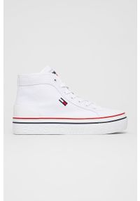Tommy Jeans Trampki damskie kolor biały. Nosek buta: okrągły. Zapięcie: sznurówki. Kolor: biały. Materiał: guma. Obcas: na platformie #1