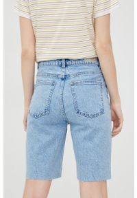 only - Only szorty jeansowe damskie gładkie high waist. Okazja: na co dzień. Stan: podwyższony. Kolor: niebieski. Materiał: jeans. Wzór: gładki. Styl: casual
