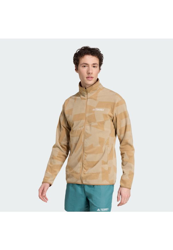 Adidas - Bluza Terrex Multi Printed Full-Zip Fleece. Kolor: zielony, brązowy, wielokolorowy. Materiał: polar, materiał. Sport: turystyka piesza