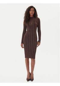 Fracomina Sukienka dzianinowa FJ25WD5006K463Q7 Brązowy Slim Fit. Kolor: brązowy. Materiał: syntetyk