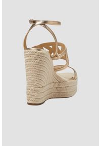 Michael Kors - MICHAEL KORS Złote sandały Alma Wedge Espadrille, Rozmiar 39,5. Kolor: złoty