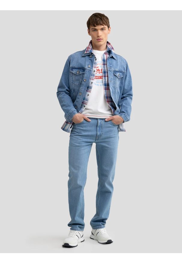 Big-Star - koszulka męska z nadrukiem biała jaman 100. Okazja: na co dzień. Kolor: biały. Materiał: bawełna, jeans. Wzór: nadruk. Sezon: lato. Styl: retro, casual, klasyczny