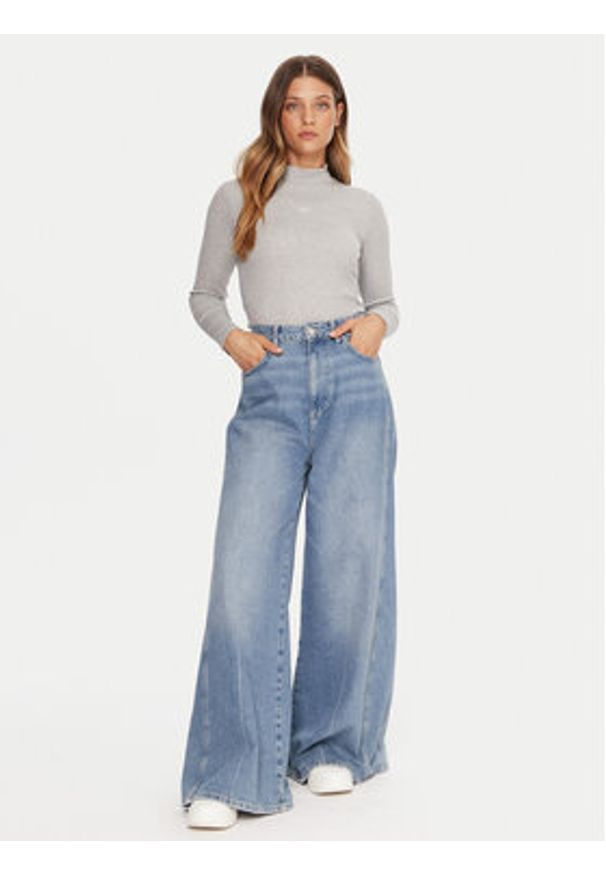 Guess Jeans Golf W5BP23 KA0H1 Szary Slim Fit. Typ kołnierza: golf. Kolor: szary. Materiał: bawełna