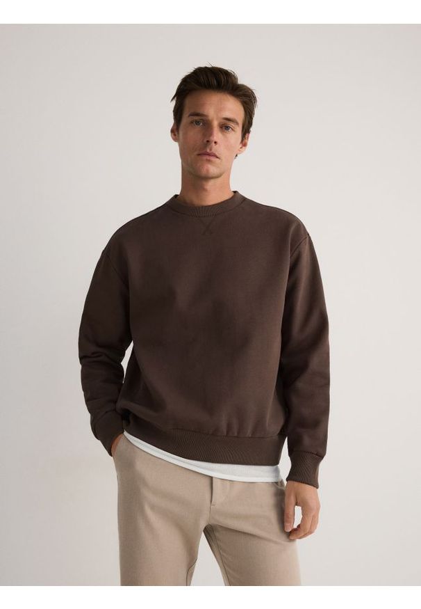 Reserved - Bawełniana bluza - ciemnozielony. Kolor: zielony. Materiał: bawełna