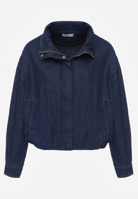 Born2be - Ciemnoniebieska Jeansowa Kurtka Przejściowa z Bawełny o Kroju Bombki z Kołnierzykiem Jotima. Okazja: na co dzień, na randkę. Kolor: niebieski. Materiał: bawełna, jeans. Styl: casual, elegancki #6