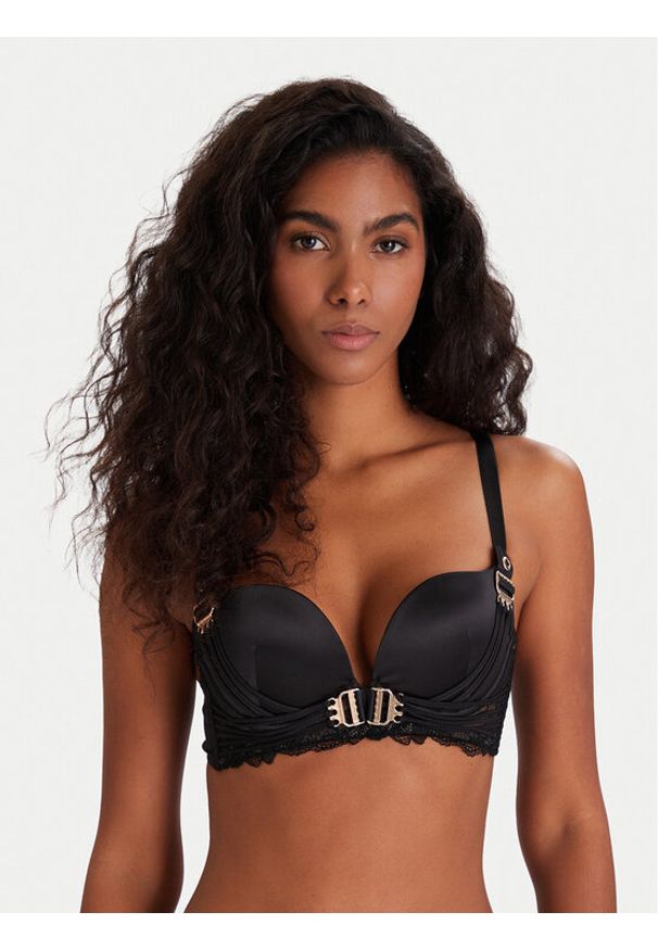 Hunkemöller Biustonosz z fiszbiną Avela 302375 Czarny. Kolor: czarny. Materiał: syntetyk