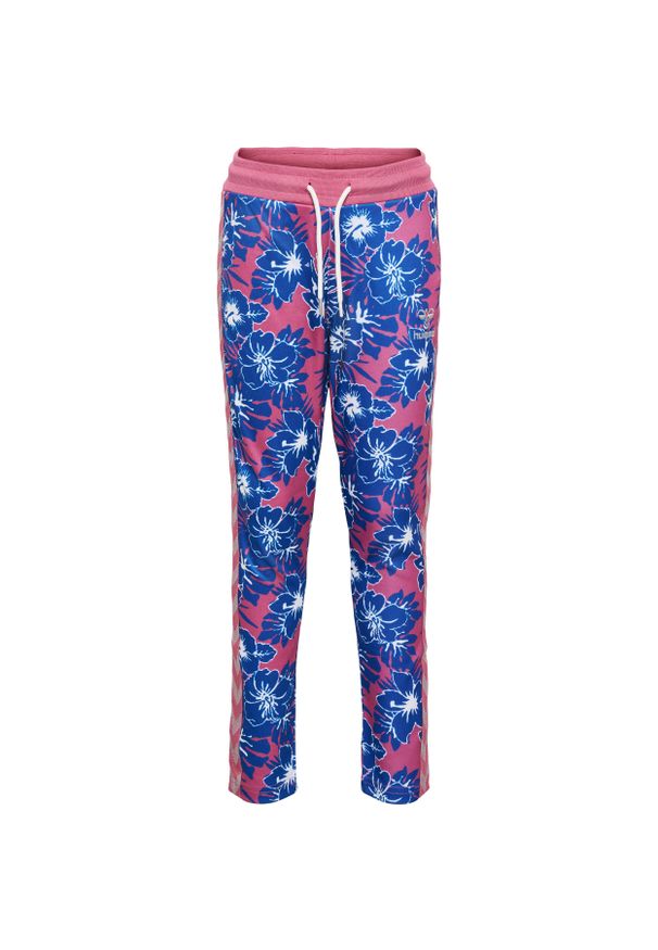 Kwiatowe spodnie dla dziewczynki Hummel. Kolor: różowy. Materiał: jersey, dresówka. Wzór: kwiaty
