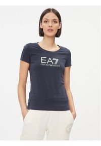 EA7 Emporio Armani T-Shirt 8NTT66 TJFKZ 0555 Granatowy Slim Fit. Kolor: niebieski. Materiał: bawełna