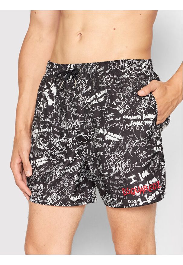 Dsquared2 Underwear Szorty kąpielowe D7B544190.01850 Czarny Regular Fit. Kolor: czarny. Materiał: syntetyk