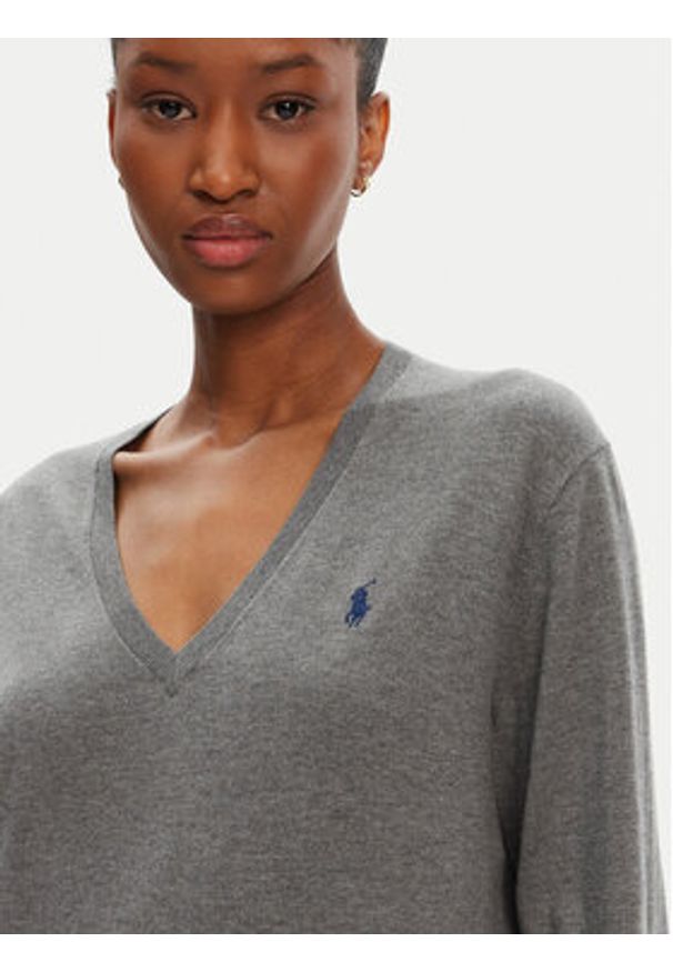 Polo Ralph Lauren Sweter 211972105001 Szary Straight Fit. Typ kołnierza: polo. Kolor: szary. Materiał: bawełna