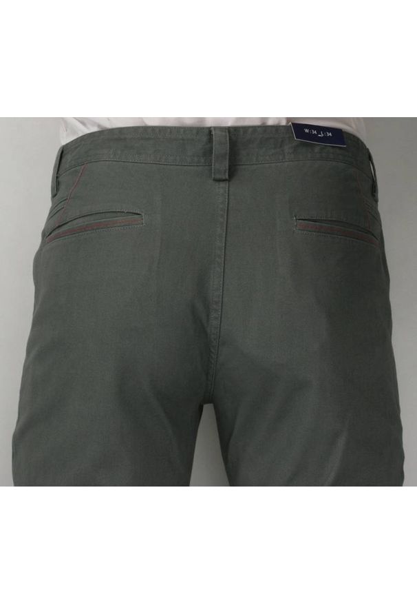 Chiao - Eleganckie Spodnie Męskie, Chinosy - 100% BAWEŁNA, Szare, Ciemny Popiel. Kolor: szary. Materiał: bawełna. Styl: elegancki