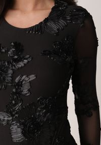 Born2be - Czarne Koronkowe Body Ozdobione Przezroczystymi Rękawami Estania. Okazja: na co dzień. Kolor: czarny. Materiał: koronka. Wzór: aplikacja. Styl: casual #7