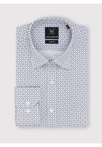 Pako Lorente - PAKO LORENTE – Biała koszula w niebieski mikrowzór. Kolor: niebieski, wielokolorowy, biały. Materiał: bawełna, elastan. Długość rękawa: długi rękaw. Długość: długie #2