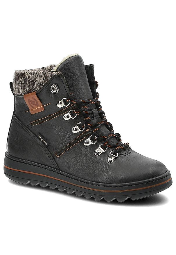 Nagaba - Botki NAGABA 329 Czarny Rustic. Okazja: na co dzień. Zapięcie: sznurówki. Kolor: czarny. Szerokość cholewki: normalna. Wzór: aplikacja. Materiał: skóra, futro, syntetyk. Sezon: zima. Obcas: na platformie. Styl: casual