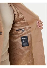BOSS Płaszcz wełniany Hyde 50549187 Beżowy Slim Fit. Kolor: beżowy. Materiał: wełna #4