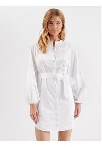 Guess Sukienka koszulowa Tina W3GK0C WAF10 Biały Regular Fit. Kolor: biały. Materiał: bawełna. Typ sukienki: koszulowe #11