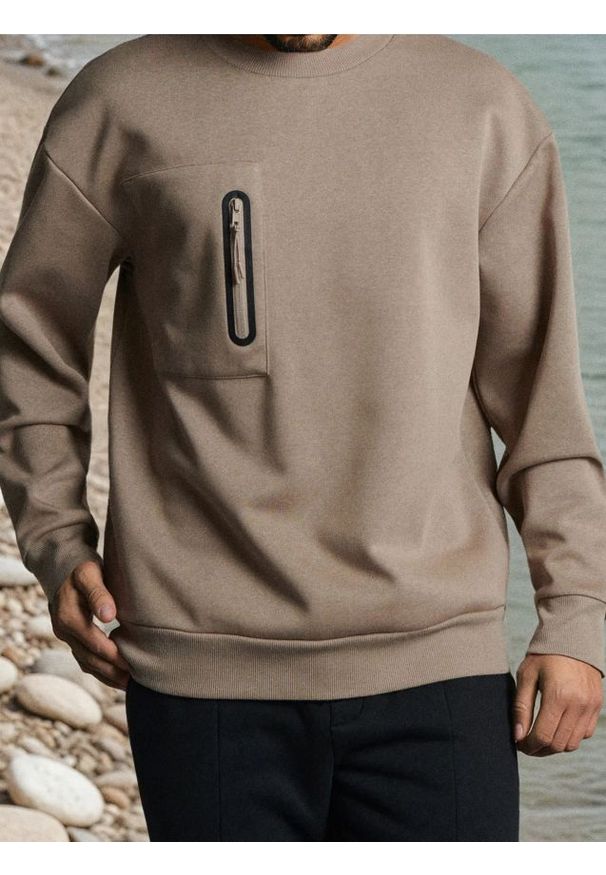 Sinsay - Bluza crewneck - brązowy. Kolor: brązowy