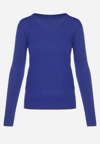 Born2be - Granatowy Sweter z Bawełną i Dekoltem w Serek Etarevia. Okazja: na co dzień. Typ kołnierza: dekolt w serek. Kolor: niebieski. Materiał: bawełna. Styl: casual #2