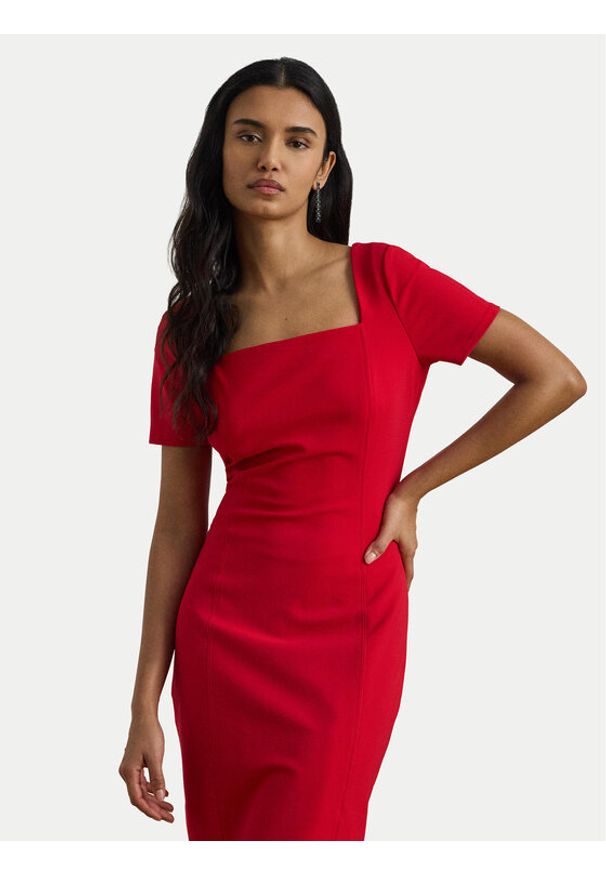 Lauren Ralph Lauren - LAUREN RALPH LAUREN Sukienka koktajlowa 253P08759002 Czerwony Slim Fit. Kolor: czerwony. Materiał: syntetyk. Styl: wizytowy