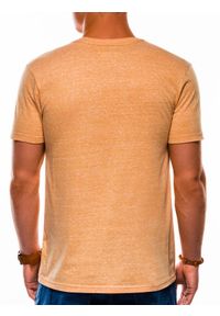 Ombre Clothing - T-shirt męski bez nadruku BASIC - żółty S1045 - L. Kolor: żółty. Materiał: bawełna, poliester, wiskoza #4