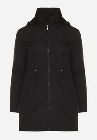 Born2be - Czarna Kurtka Parka z Odpinanym Kapturem Delavin. Okazja: na co dzień. Kolekcja: plus size. Kolor: czarny. Materiał: jeans. Styl: casual, klasyczny #2