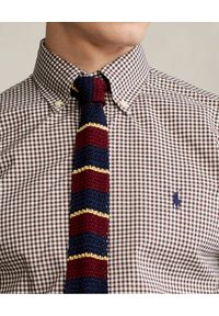 Ralph Lauren - RALPH LAUREN - Koszula w szachownicę Gingham Custom Fit. Typ kołnierza: polo. Kolor: czerwony. Materiał: bawełna. Wzór: haft. Styl: klasyczny
