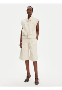 Pinko - PINKO Kamizelka Gerard Gilet 105237 A2M8 Écru Regular Fit. Materiał: bawełna