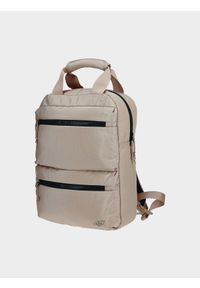 4f - Plecak miejski (13 L) z kieszenią na laptopa. Kolor: beżowy. Materiał: materiał
