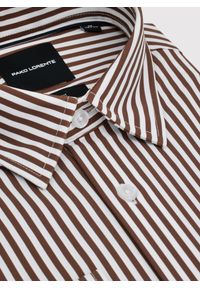 Pako Lorente - PAKO LORENTE - Brązowa koszula męska w prążek. Kolor: brązowy. Materiał: elastan, nylon. Długość rękawa: długi rękaw. Długość: długie. Wzór: prążki. Sezon: wiosna #6