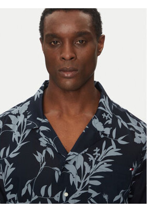 TOMMY HILFIGER - Tommy Hilfiger Koszula Bowling Shirt Print UM0UM03227 Granatowy Regular Fit. Kolor: niebieski. Materiał: syntetyk. Wzór: nadruk