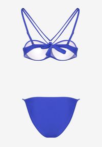 Renee - Niebieskie Bikini Majtki Typu Figi i Biustonosz z Ozdobnymi Paskami Fadelinna. Kolor: niebieski. Wzór: paski #6