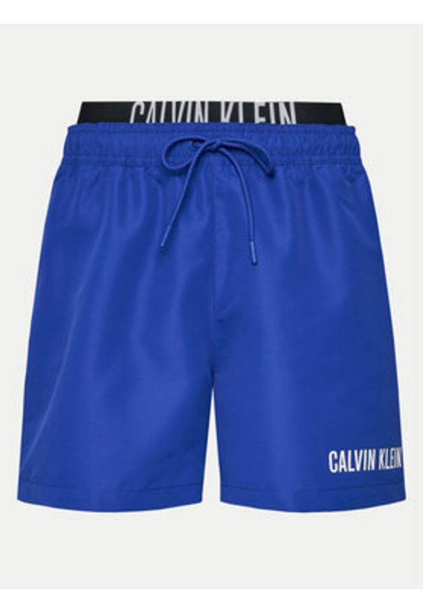Calvin Klein Swimwear Szorty kąpielowe KM0KM00992 Granatowy Regular Fit. Kolor: niebieski. Materiał: syntetyk