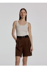 Reserved - Szorty bermudy z lyocellu - brązowy. Kolor: brązowy #1
