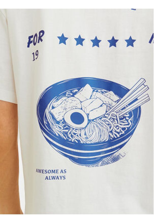 Jack & Jones T-Shirt Charge 12269384 Biały Relaxed Fit. Kolor: biały. Materiał: bawełna