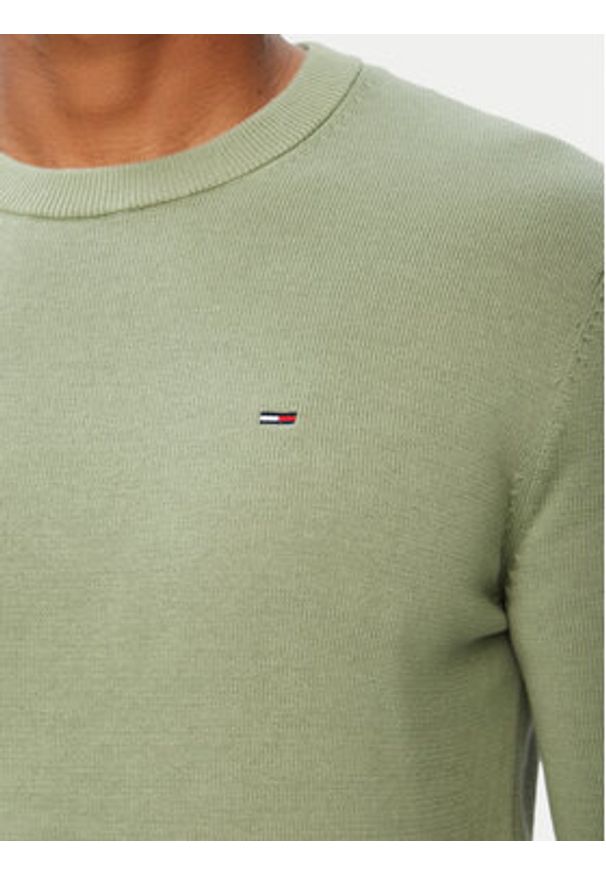Tommy Jeans Sweter Essential DM0DM22853 Zielony Slim Fit. Kolor: zielony. Materiał: bawełna