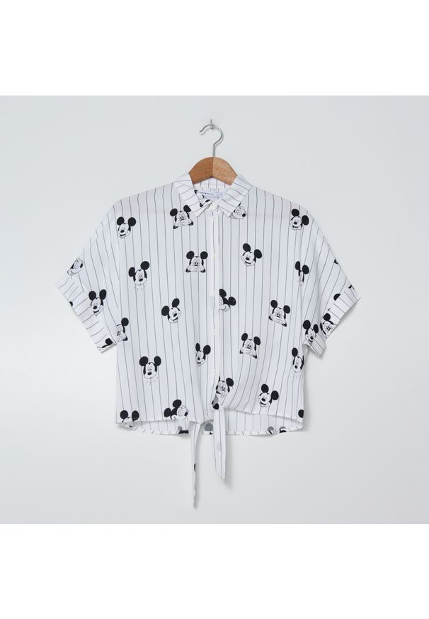 House - Wiązana koszula Mickey Mouse - Biały. Kolor: biały. Wzór: motyw z bajki