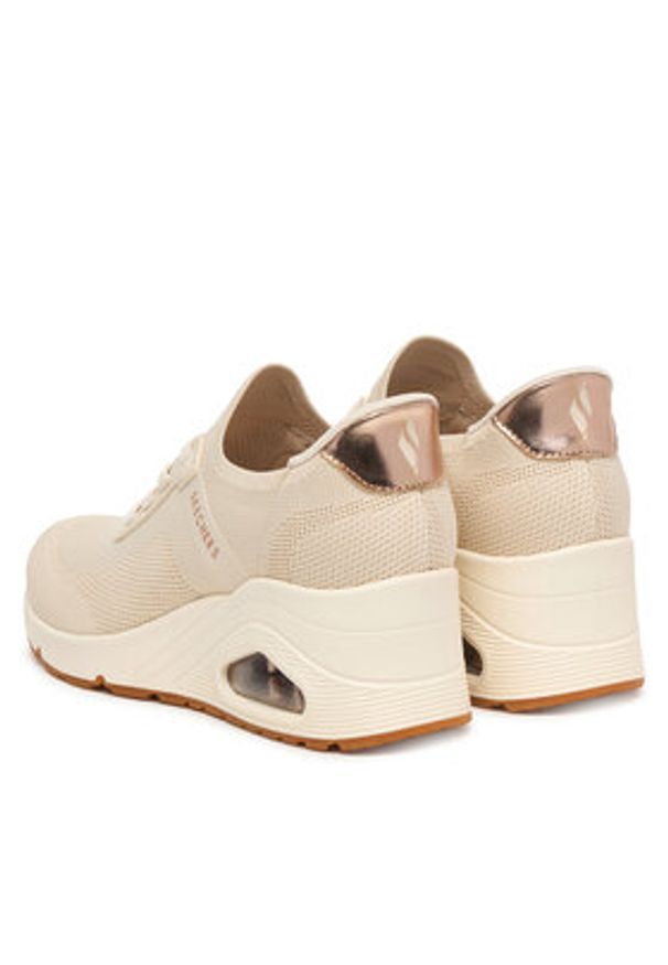 skechers - Skechers Sneakersy Uno Wedge 177531/OFWT Beżowy. Kolor: beżowy. Materiał: skóra
