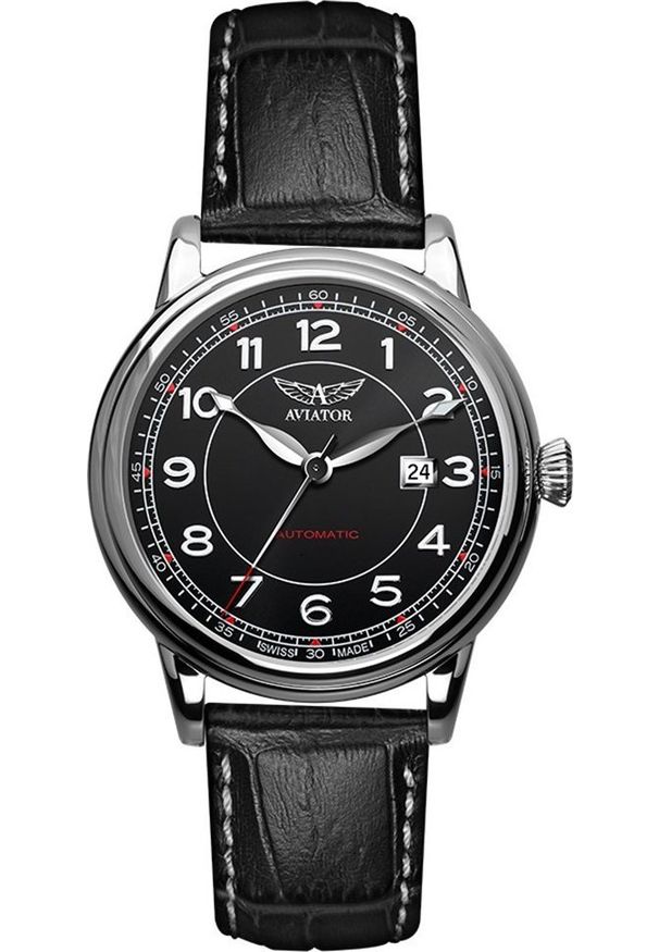 AVIATOR - Zegarek Aviator Zegarek męski Aviator V.3.09.0.107.4 czarny. Kolor: czarny