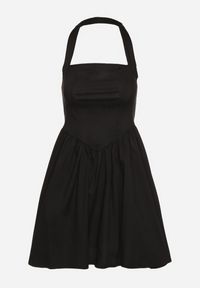 Born2be - Czarna Bawełniana Sukienka Rozkloszowana na Szyję Kolaniela. Okazja: na co dzień. Kolor: czarny. Materiał: bawełna. Sezon: wiosna. Typ sukienki: proste. Styl: casual, elegancki #7