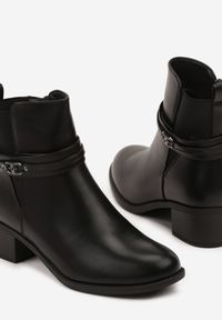 Born2be - Czarne Botki Sztyblety z Metalicznymi Ozdobami Falavela. Okazja: na co dzień. Zapięcie: zamek. Kolor: czarny. Wzór: aplikacja. Styl: casual, elegancki #4